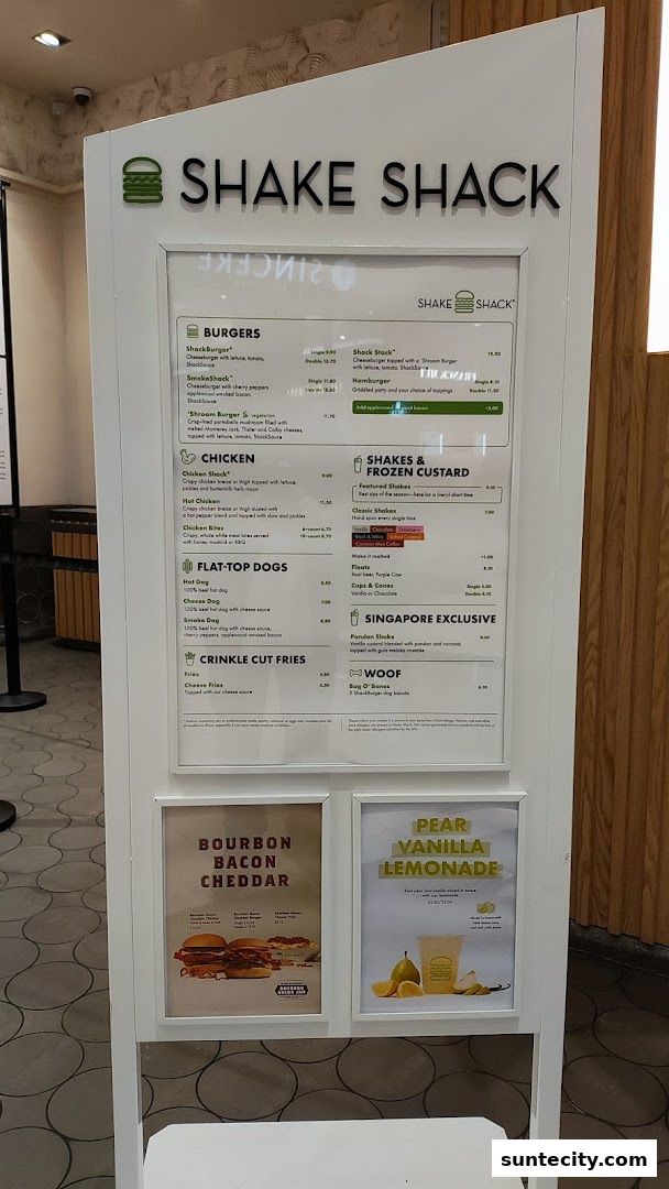 Menu page for Shake Shack Suntec