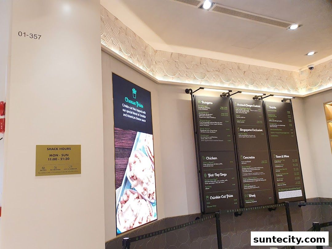 Menu page for Shake Shack Suntec