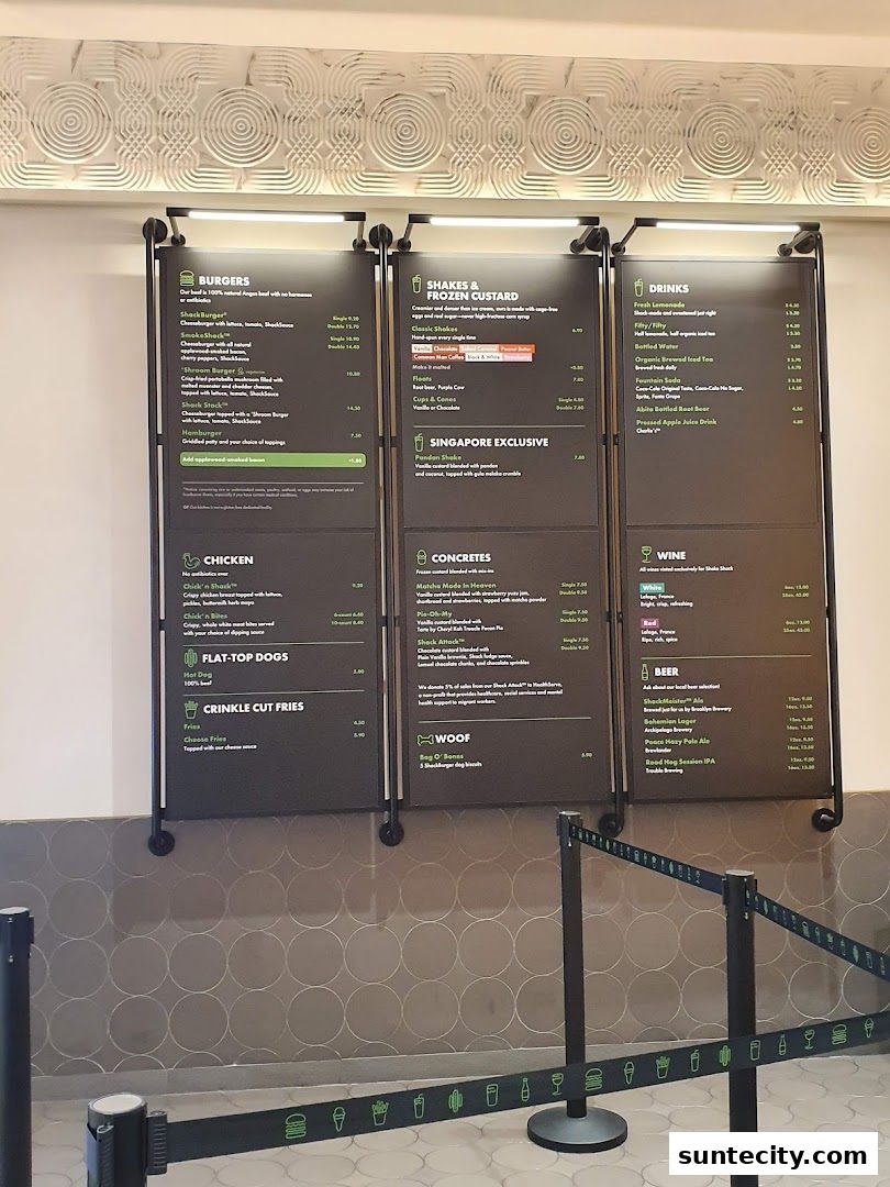 Menu page for Shake Shack Suntec