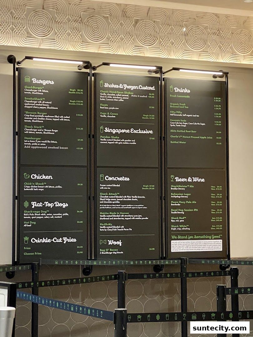 Menu page for Shake Shack Suntec