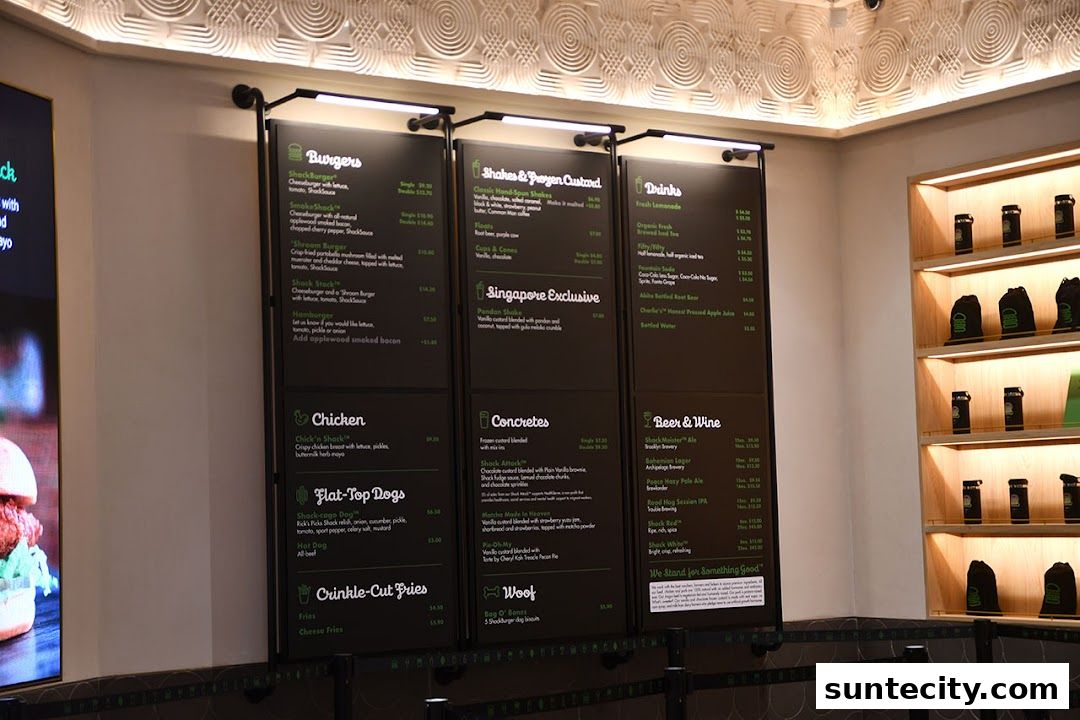 Menu page for Shake Shack Suntec