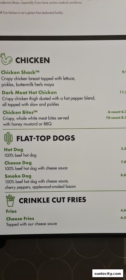 Menu page for Shake Shack Suntec