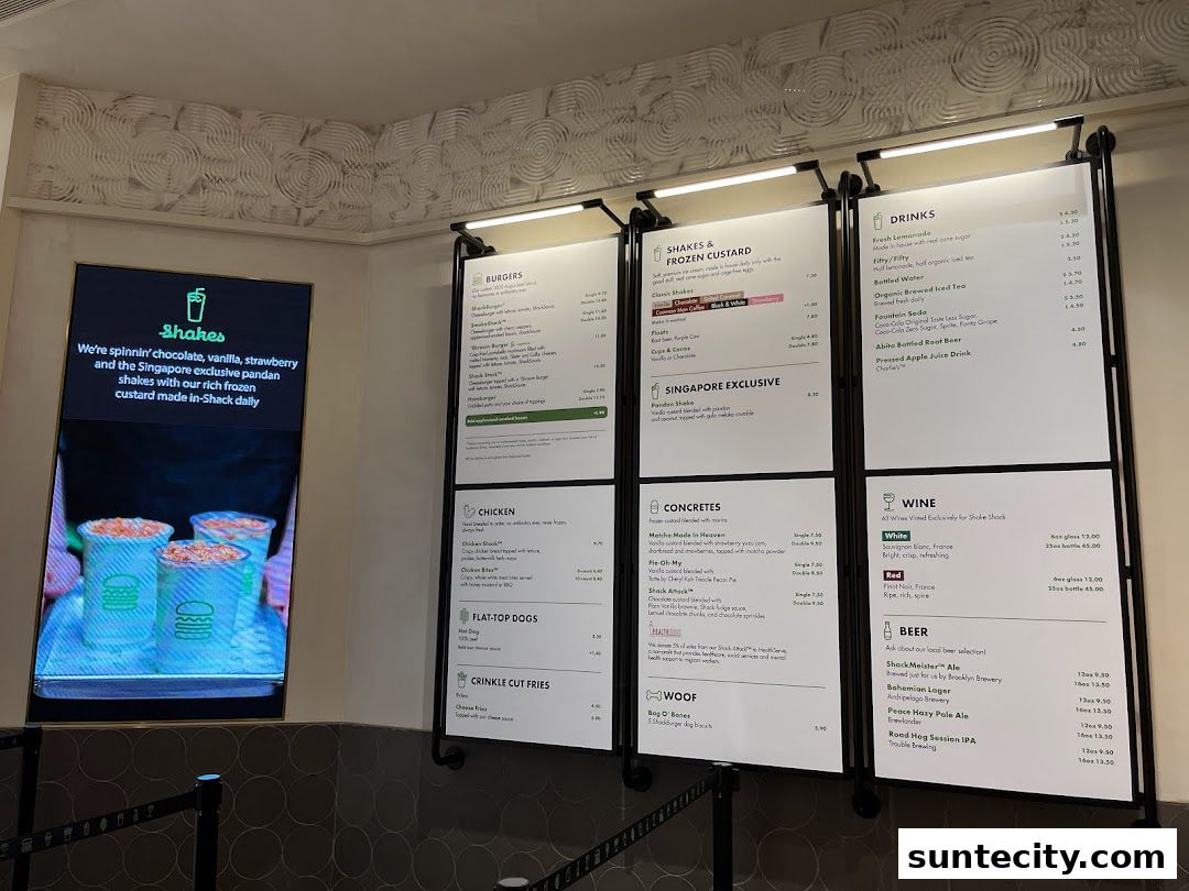 Menu page for Shake Shack Suntec