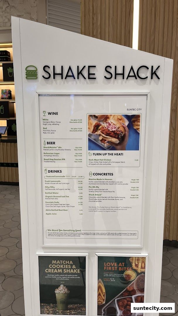 Menu page for Shake Shack Suntec