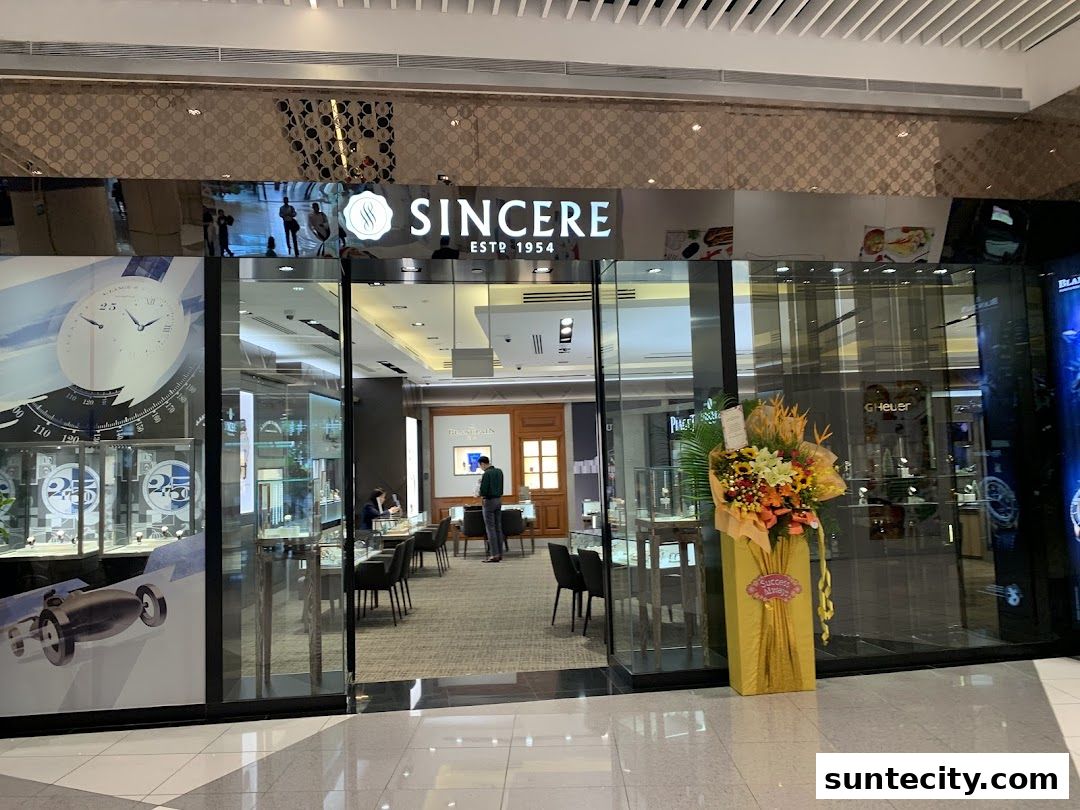 The exterior of Sincere Fine Watches, showcasing luxury timepieces and a welcoming interior.