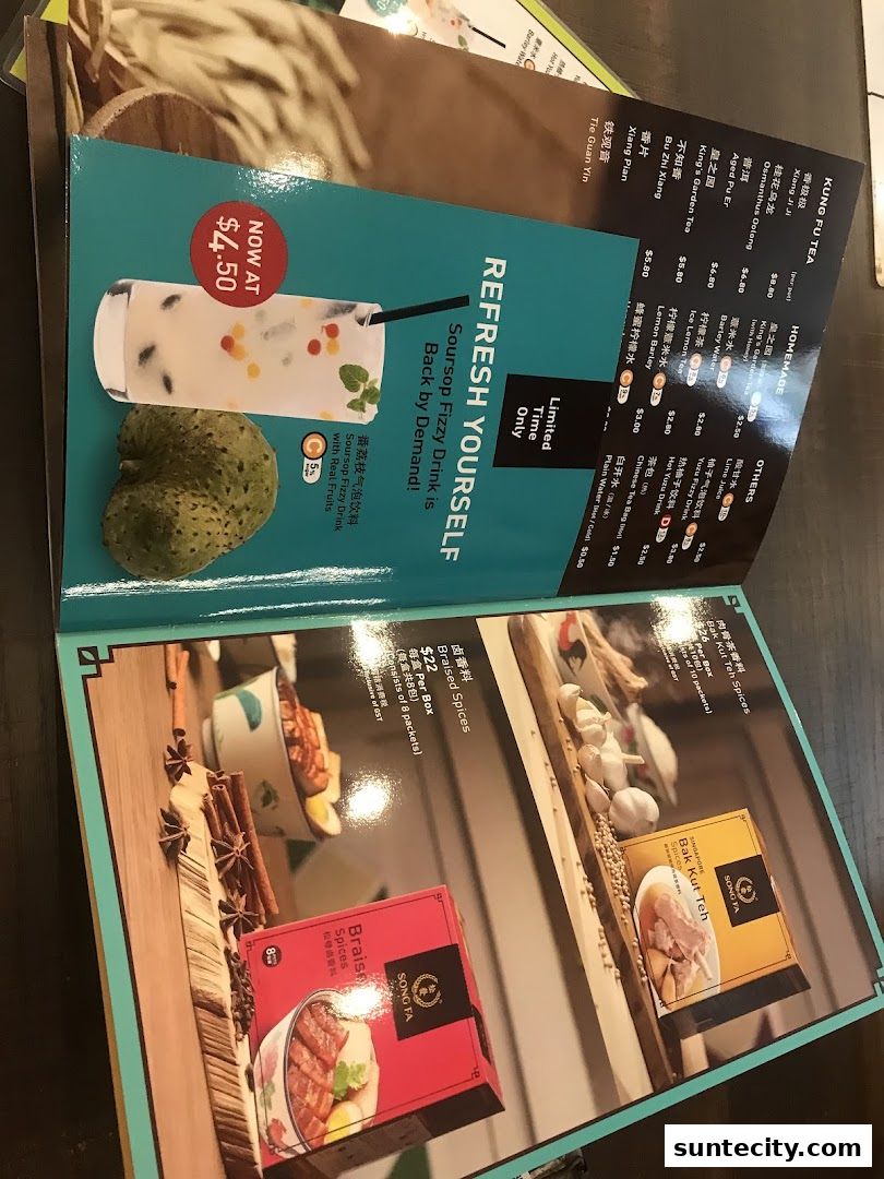 Menu page for Song Fa Bak Kut Teh Suntec City
