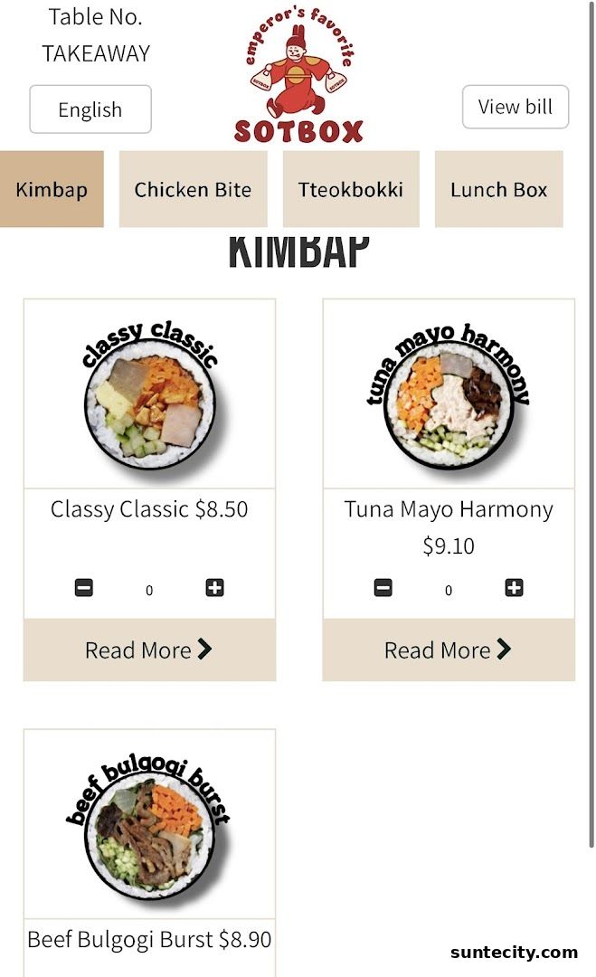 Menu page for sotbox