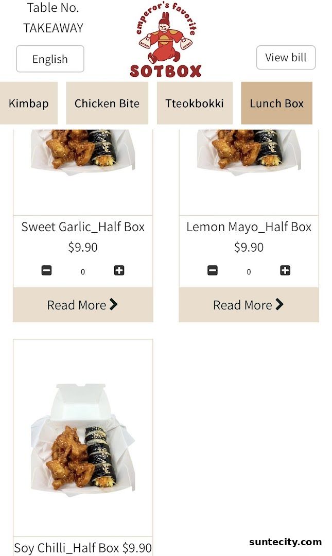 Menu page for sotbox