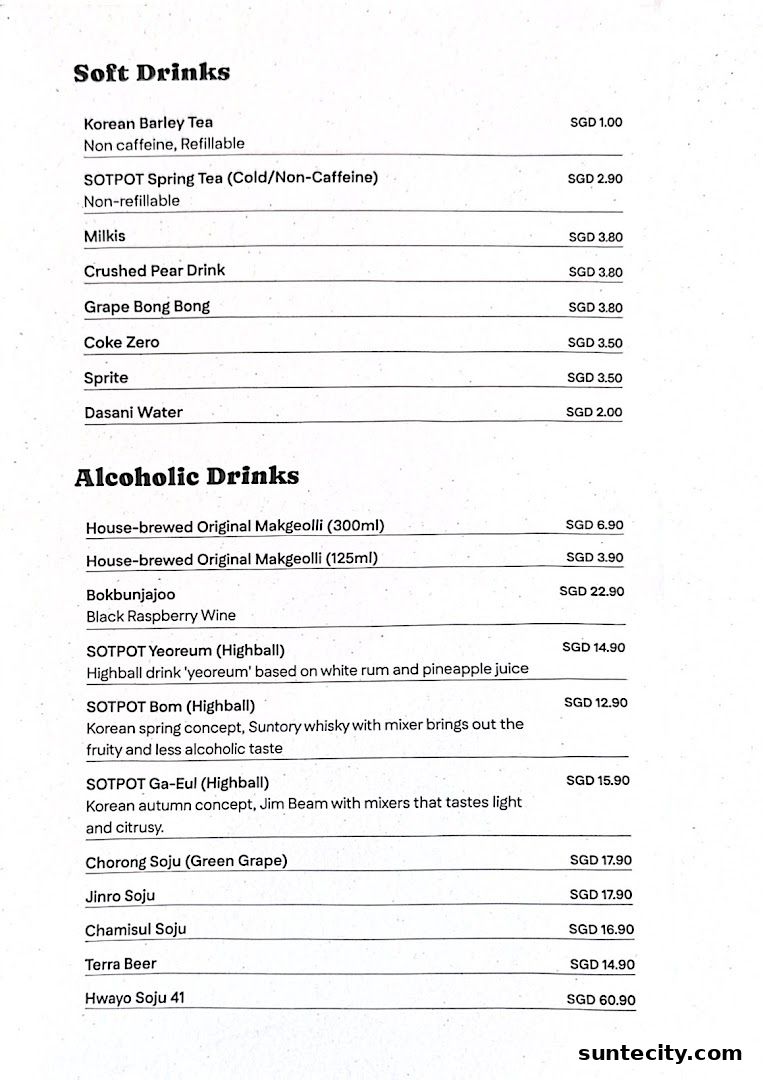 Menu page for SOTPOT