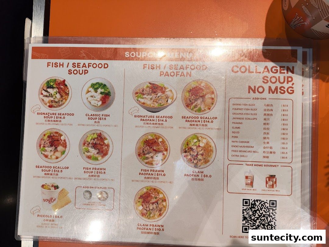 Menu page for SoupCup Suntec City