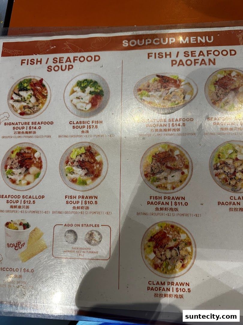 Menu page for SoupCup Suntec City