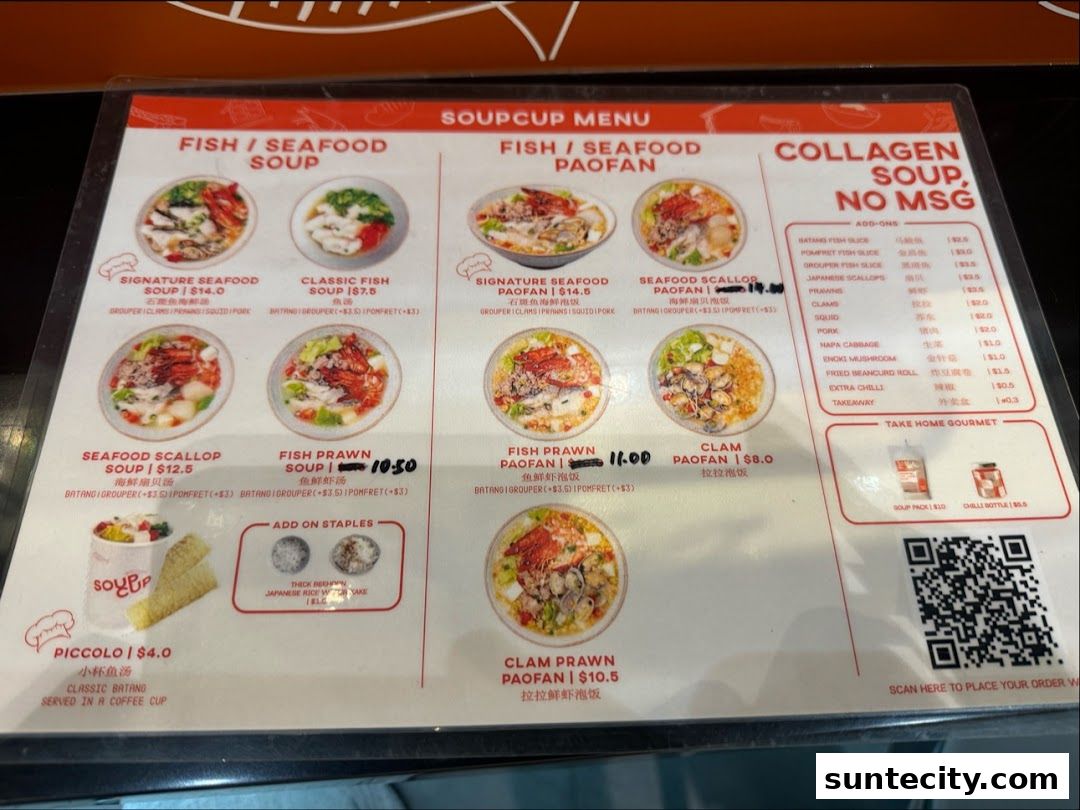 Menu page for SoupCup Suntec City