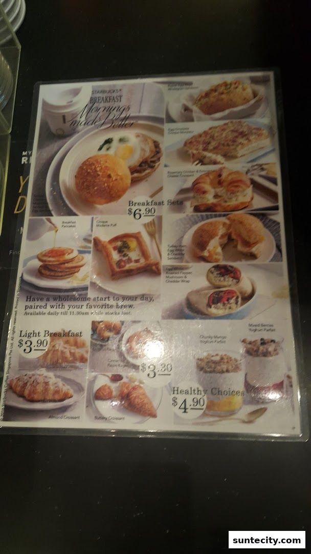 Menu page for Starbucks Suntec City Tower 3 Level 2