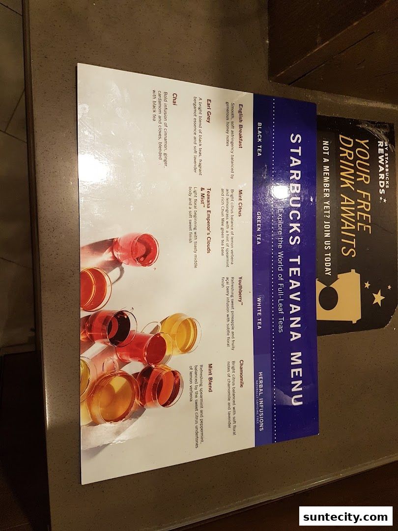Menu page for Starbucks Suntec City Tower 3 Level 2