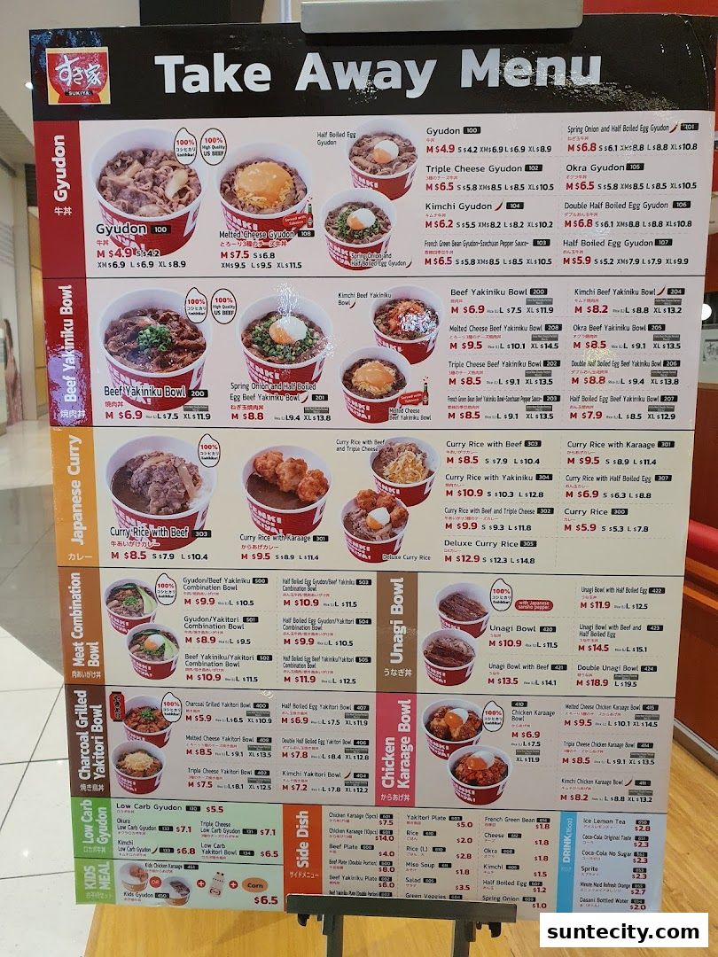 Menu page for Sukiya Gyudon  Curry Suntec City