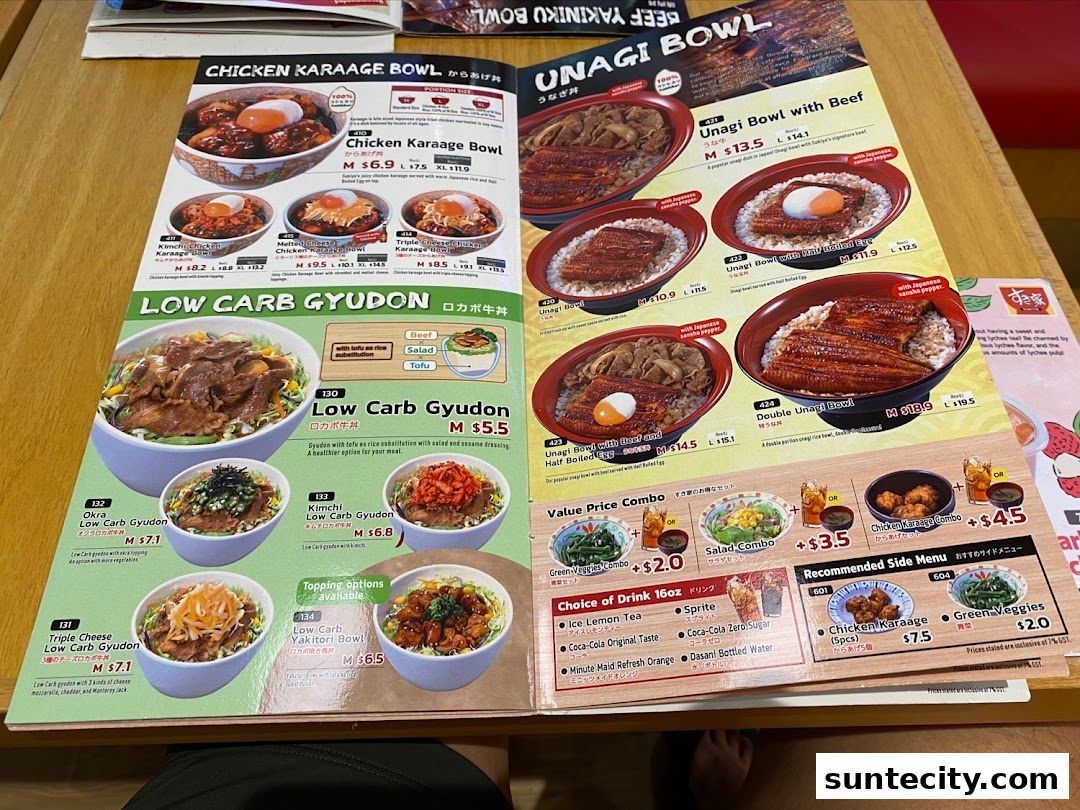 Menu page for Sukiya Gyudon  Curry Suntec City