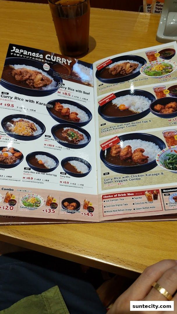 Menu page for Sukiya Gyudon  Curry Suntec City