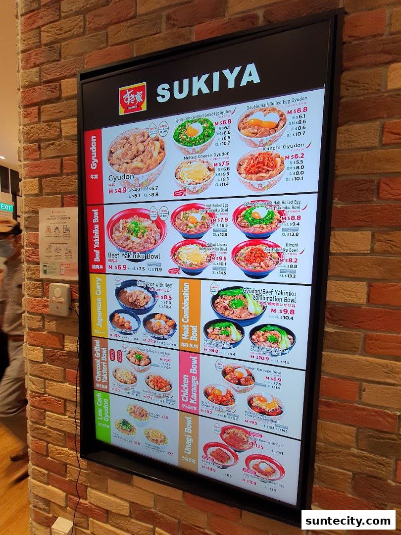 Menu page for Sukiya Gyudon  Curry Suntec City