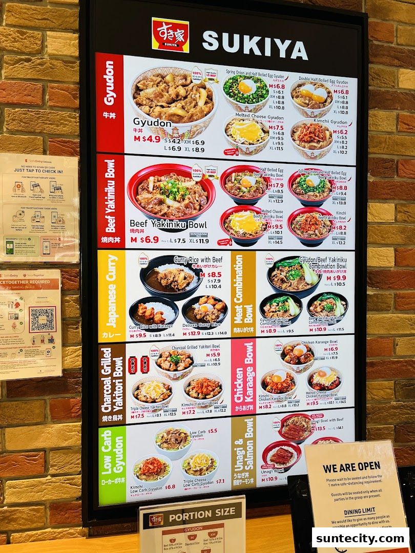 Menu page for Sukiya Gyudon  Curry Suntec City