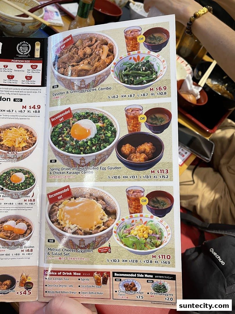 Menu page for Sukiya Gyudon  Curry Suntec City