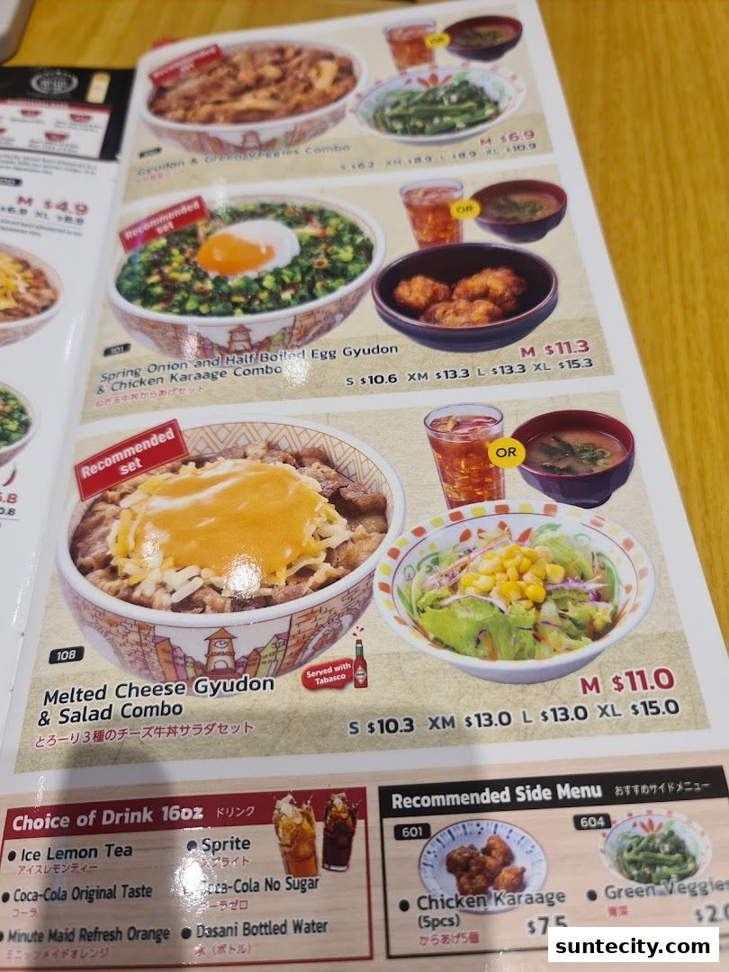 Menu page for Sukiya Gyudon  Curry Suntec City