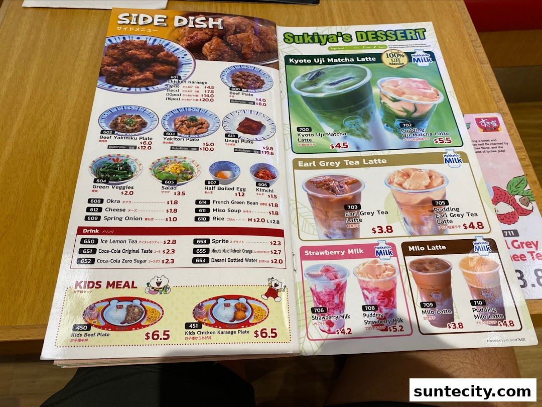 Menu page for Sukiya Gyudon  Curry Suntec City