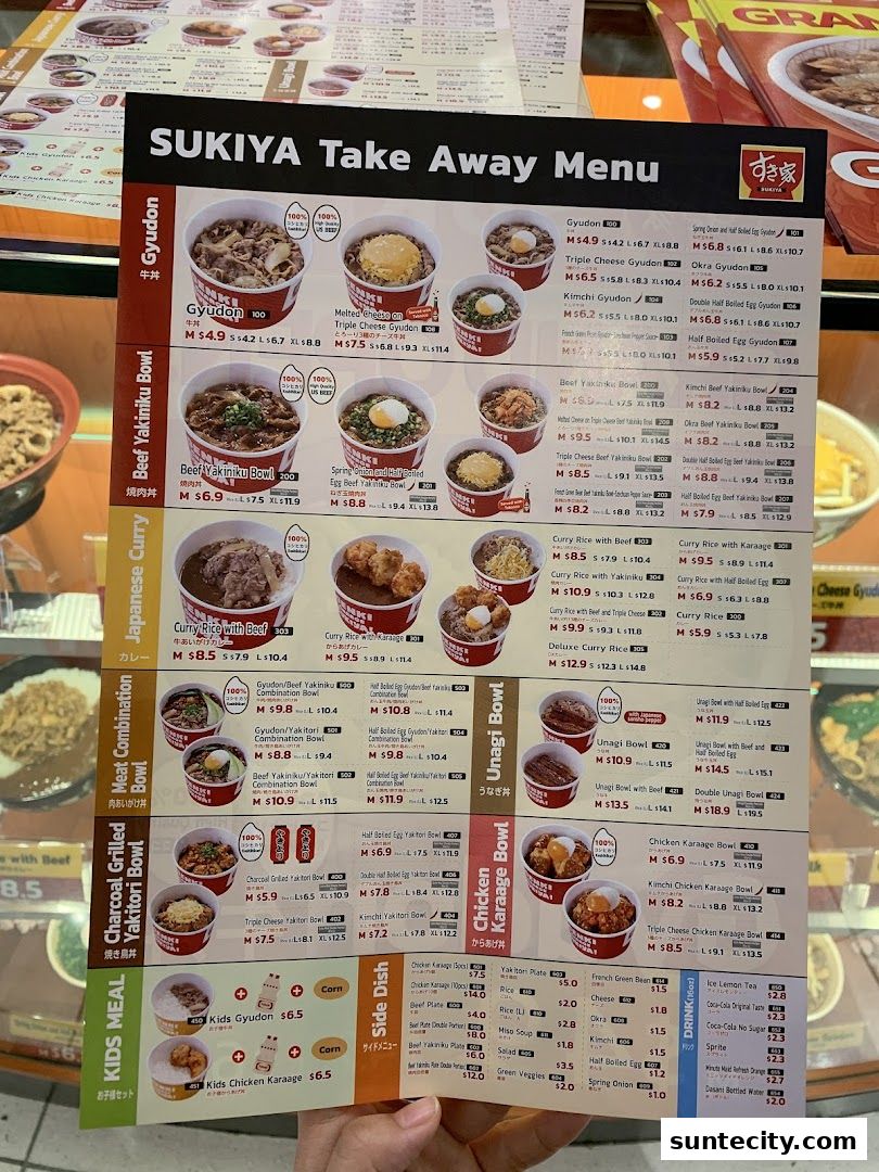 Menu page for Sukiya Gyudon  Curry Suntec City