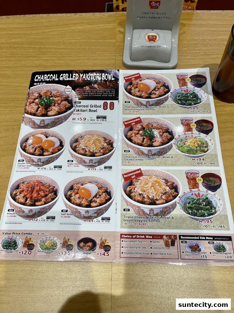 Menu page for Sukiya Gyudon  Curry Suntec City