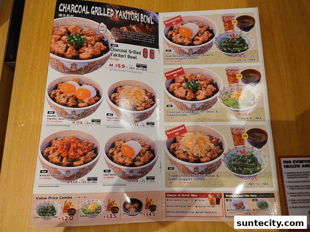 Menu page for Sukiya Gyudon  Curry Suntec City