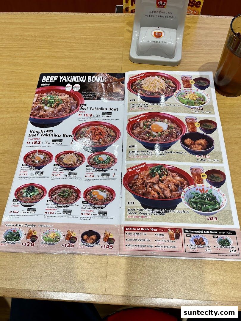 Menu page for Sukiya Gyudon  Curry Suntec City