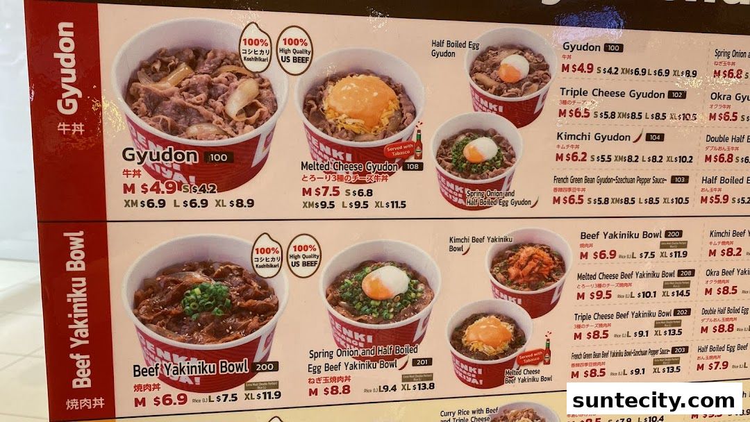 Menu page for Sukiya Gyudon  Curry Suntec City
