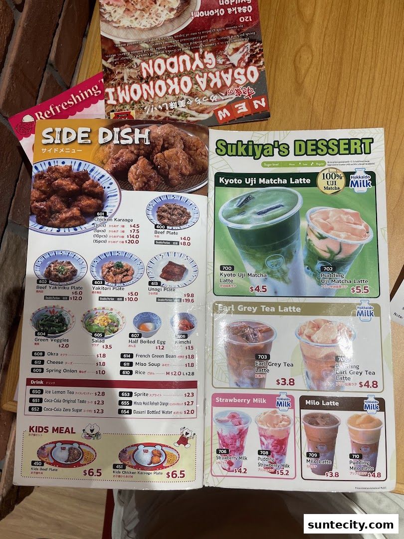 Menu page for Sukiya Gyudon  Curry Suntec City