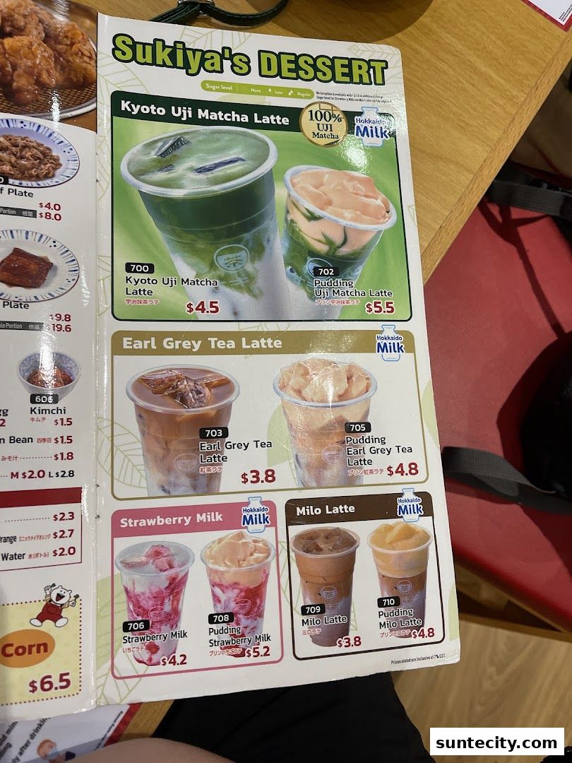 Menu page for Sukiya Gyudon  Curry Suntec City