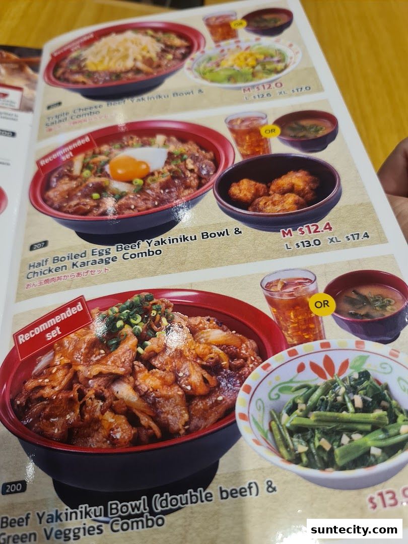 Menu page for Sukiya Gyudon  Curry Suntec City