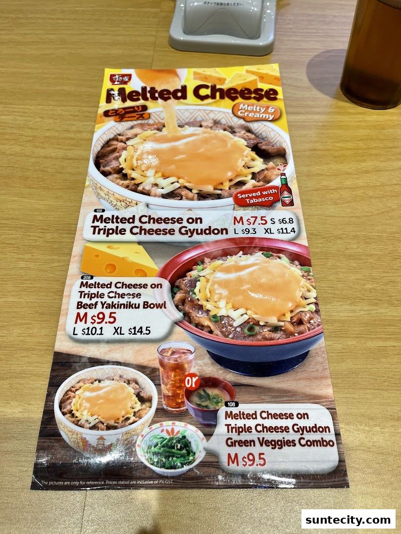 Menu page for Sukiya Gyudon  Curry Suntec City