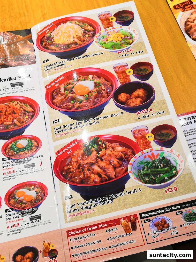 Menu page for Sukiya Gyudon  Curry Suntec City