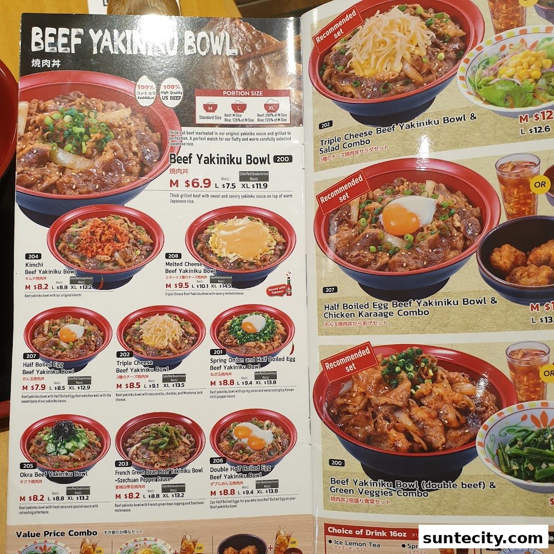 Menu page for Sukiya Gyudon  Curry Suntec City
