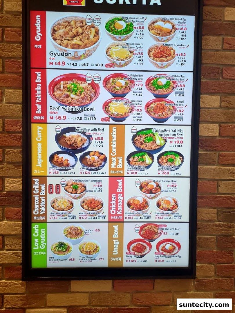 Menu page for Sukiya Gyudon  Curry Suntec City