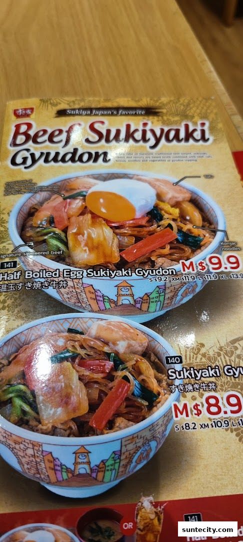 Menu page for Sukiya Gyudon  Curry Suntec City