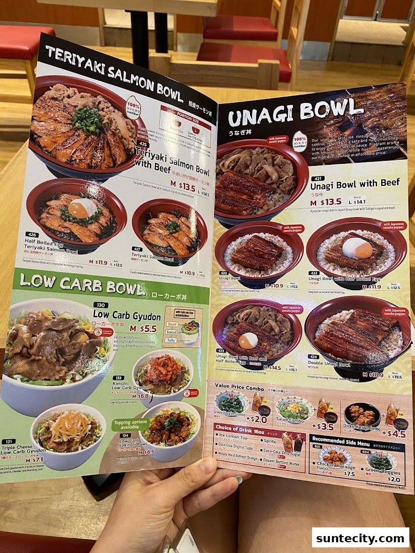 Menu page for Sukiya Gyudon  Curry Suntec City