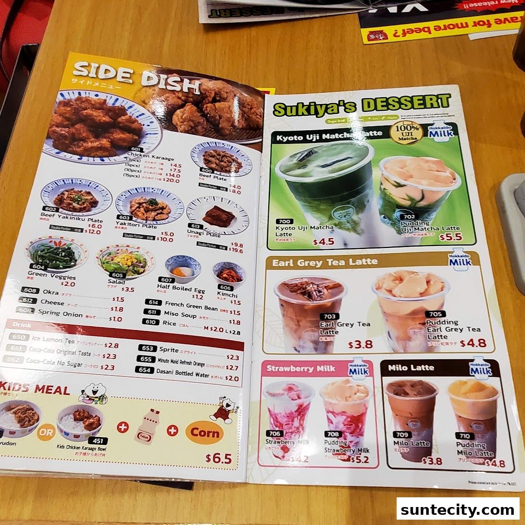 Menu page for Sukiya Gyudon  Curry Suntec City