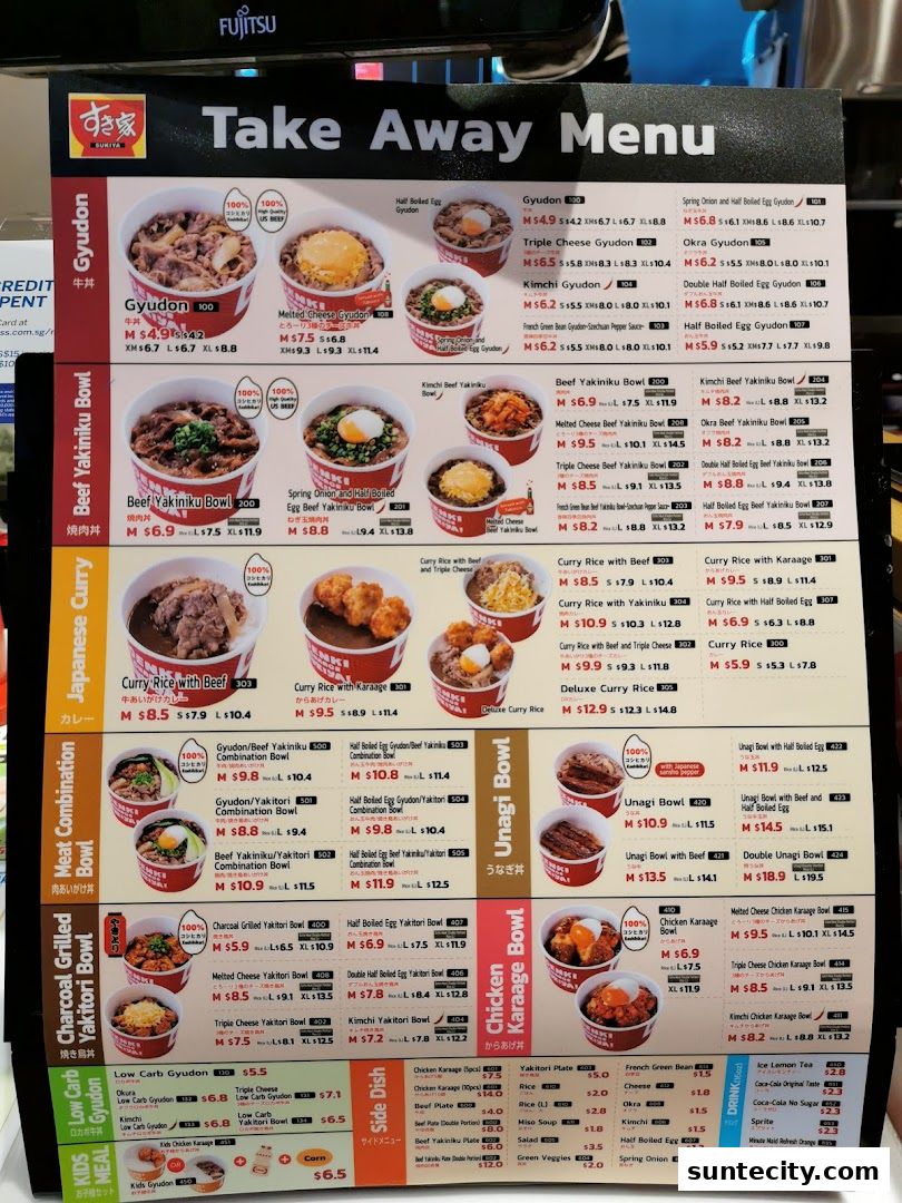 Menu page for Sukiya Gyudon  Curry Suntec City