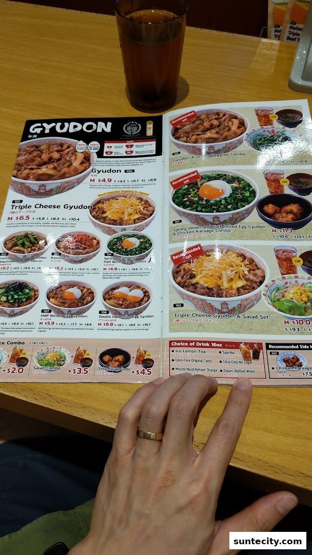 Menu page for Sukiya Gyudon  Curry Suntec City