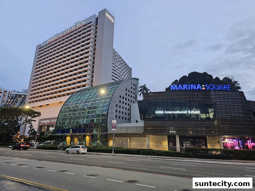 Exterior view of Marina Square shopping mall and Parkroyal Collection hotel.