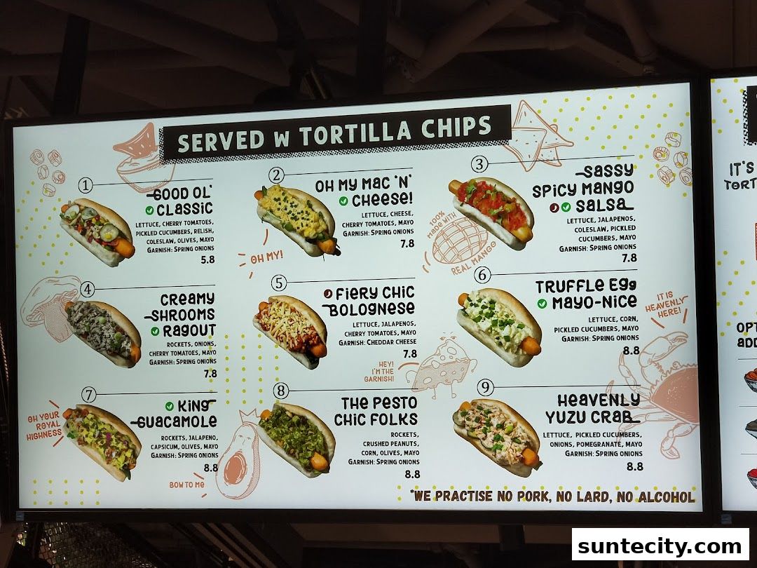 Menu page for Super Sub Hotdogs  Coffee - Suntec City