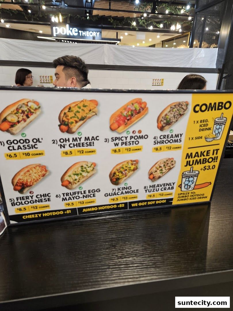 Menu page for Super Sub Hotdogs  Coffee - Suntec City
