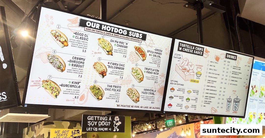 Menu page for Super Sub Hotdogs  Coffee - Suntec City