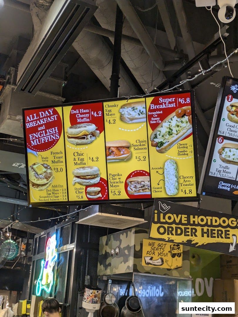 Menu page for Super Sub Hotdogs  Coffee - Suntec City