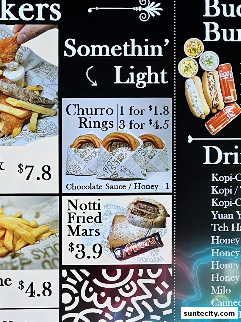 Menu page for Super Sub Hotdogs  Coffee - Suntec City
