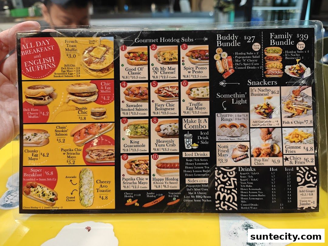 Menu page for Super Sub Hotdogs  Coffee - Suntec City